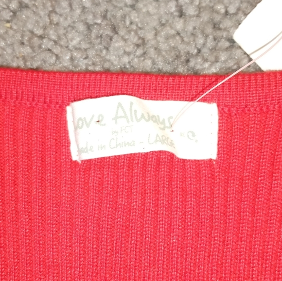 NWT Vintage Cherry Red Ribbed Cardi Knit Miini Dress Y2K Sexy Gift Work sz L - Picture 2 of 5